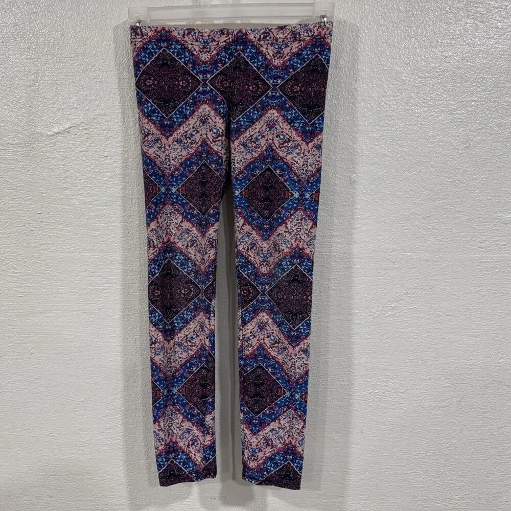 1st Kiss Girls L (6X) Purple Blue Geometric Pattern Leggings Stretch Activewear